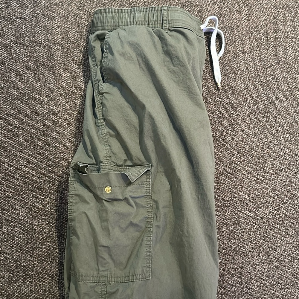 Dark green parachute pants